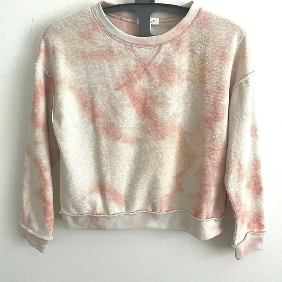 Kirious Reverse Stitch Tie Dye Crew Neck Sweatshirt Coral S - Picture 2 of 5